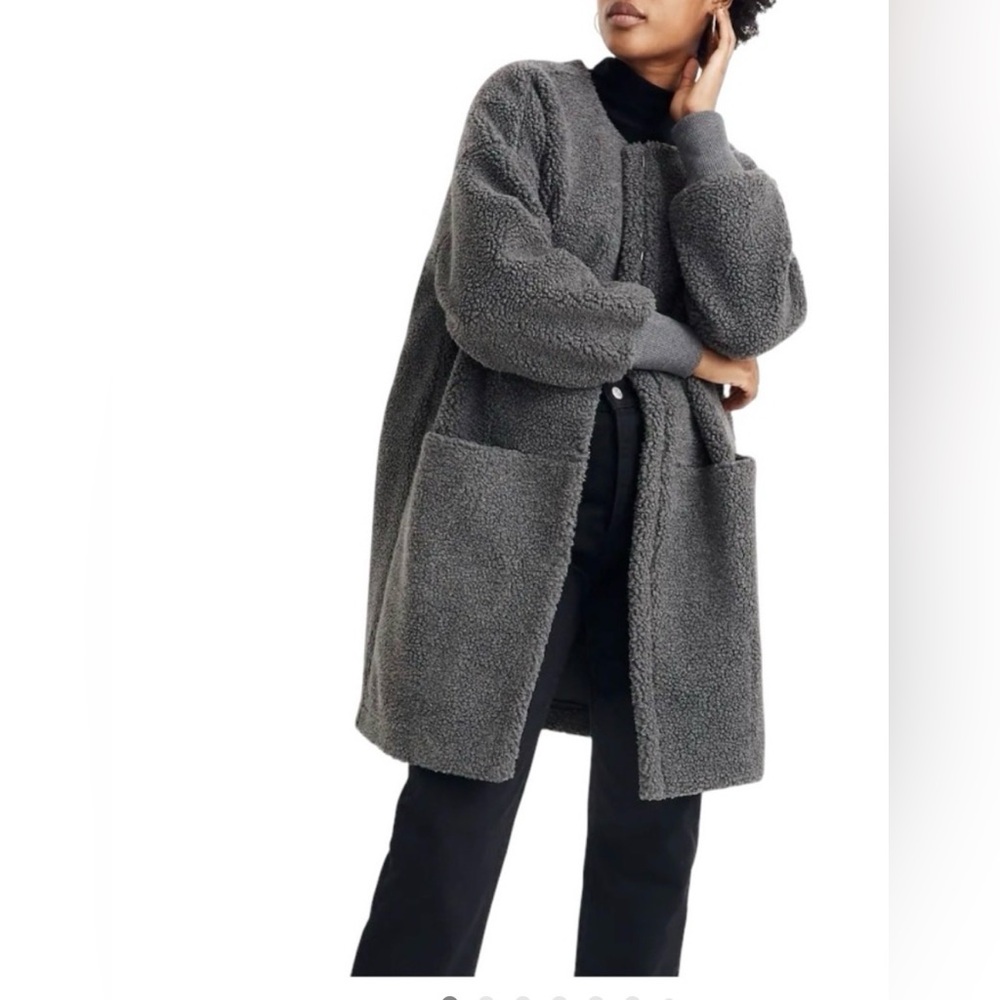 Madewell Grey Bonded Sherpa Cocoon Coat